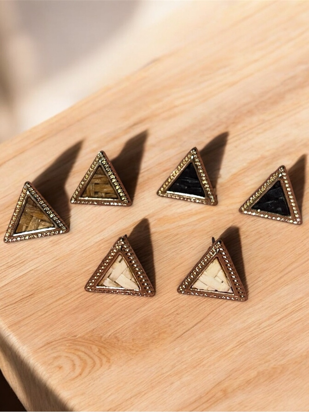 Triangle Woven Stud Earrings Set of 3 pairs